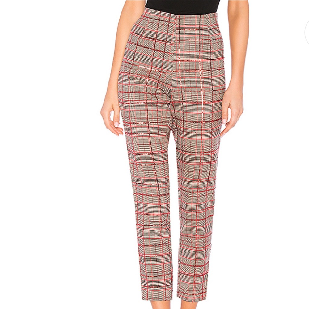 NWT NBD red sequins & tan skinny…